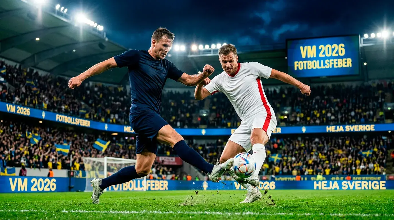 Fotbollsspelare från olika landslag i kamp om bollen under en internationell turnering